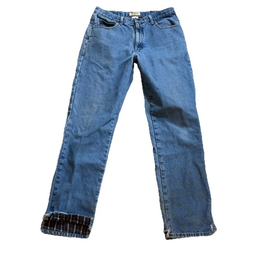 Vintage LL Bean Flannel Lined Jeans Classic Fit Mens 34x34 (32x31) Blue READ‎